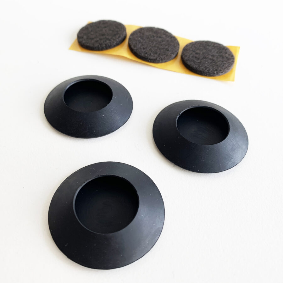 Rubber glides and felt pads